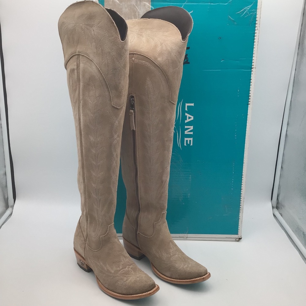 Lane Lexington OTK Boots Latte Suede Western Over The Knee Boots Size 5 NEW